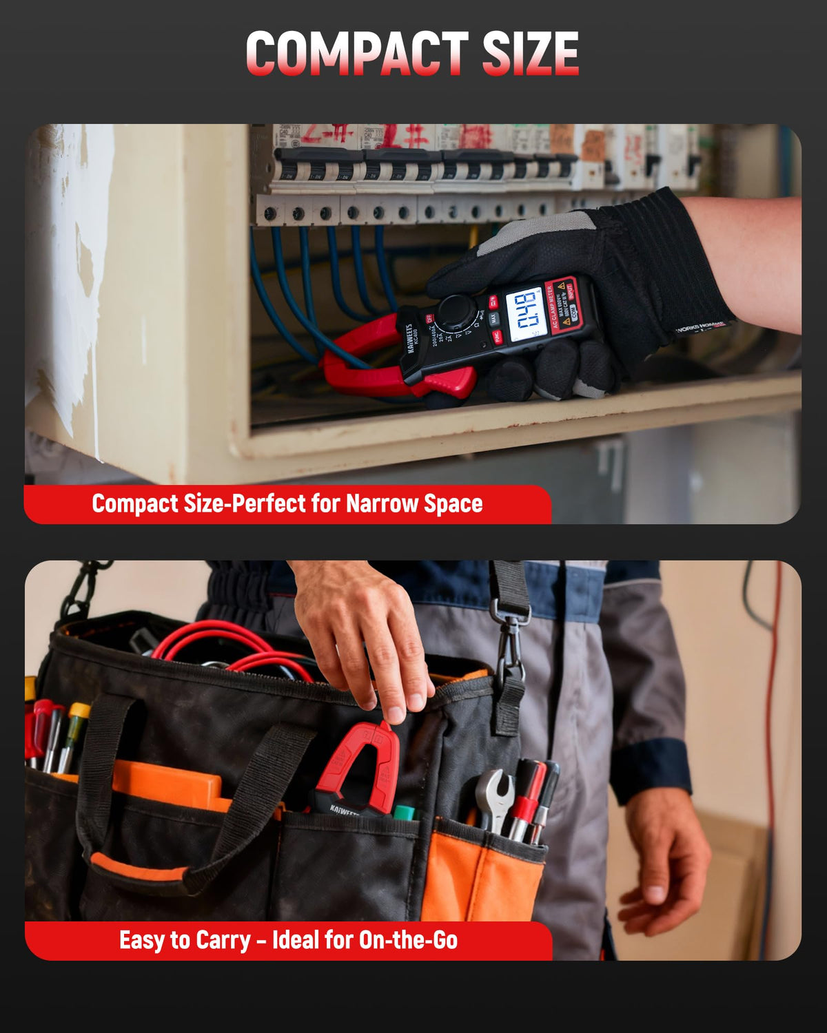 Digital Clamp Meter, 2000 Counts, 400A AC Current, 600V AC/DC, Auto Ranging I67990