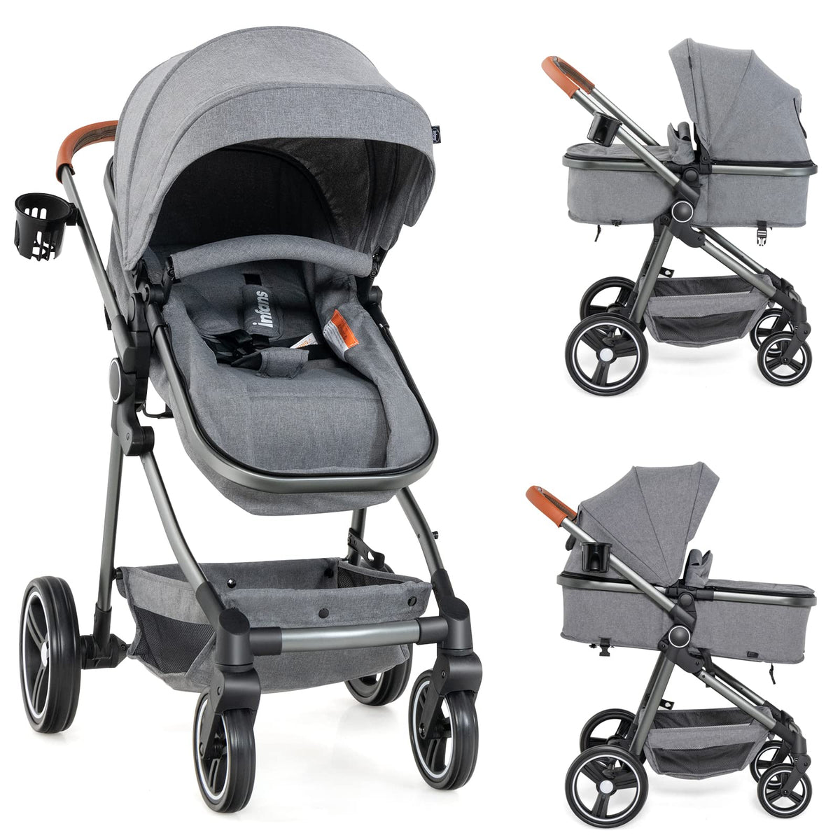 2 in 1 Convertible Baby Stroller with Reversible Seat Y22521