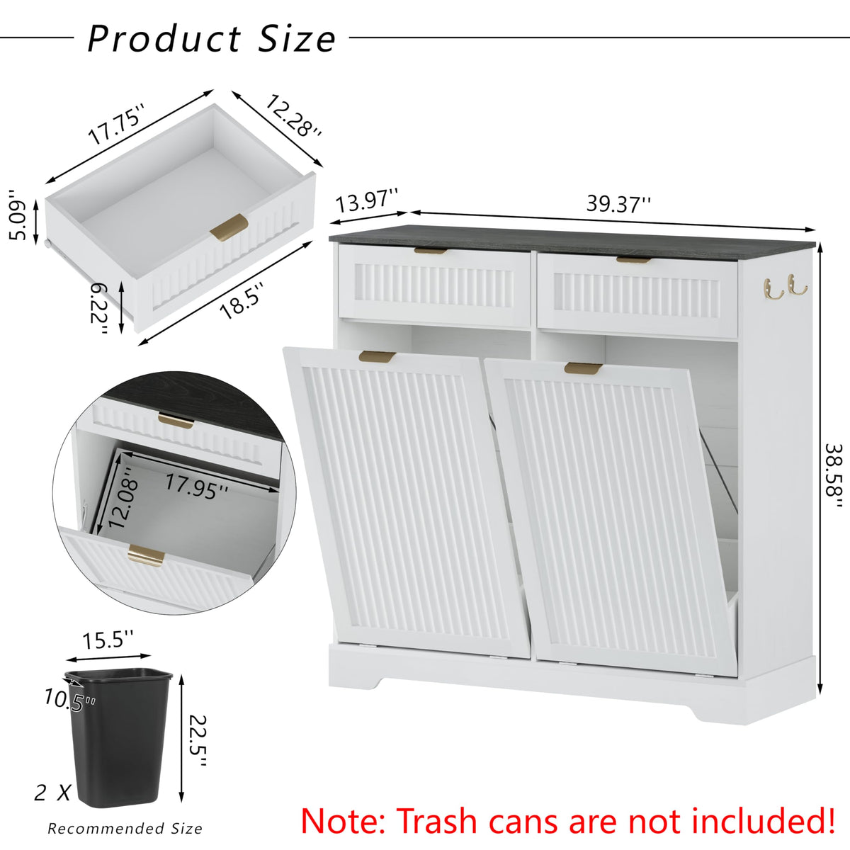 White Double Tilt Out Trash Can Cabinet J121
