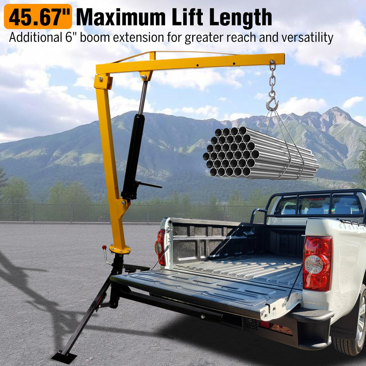 1000lb Capacity Hydraulic 360° Swivel Truck Crane F20973