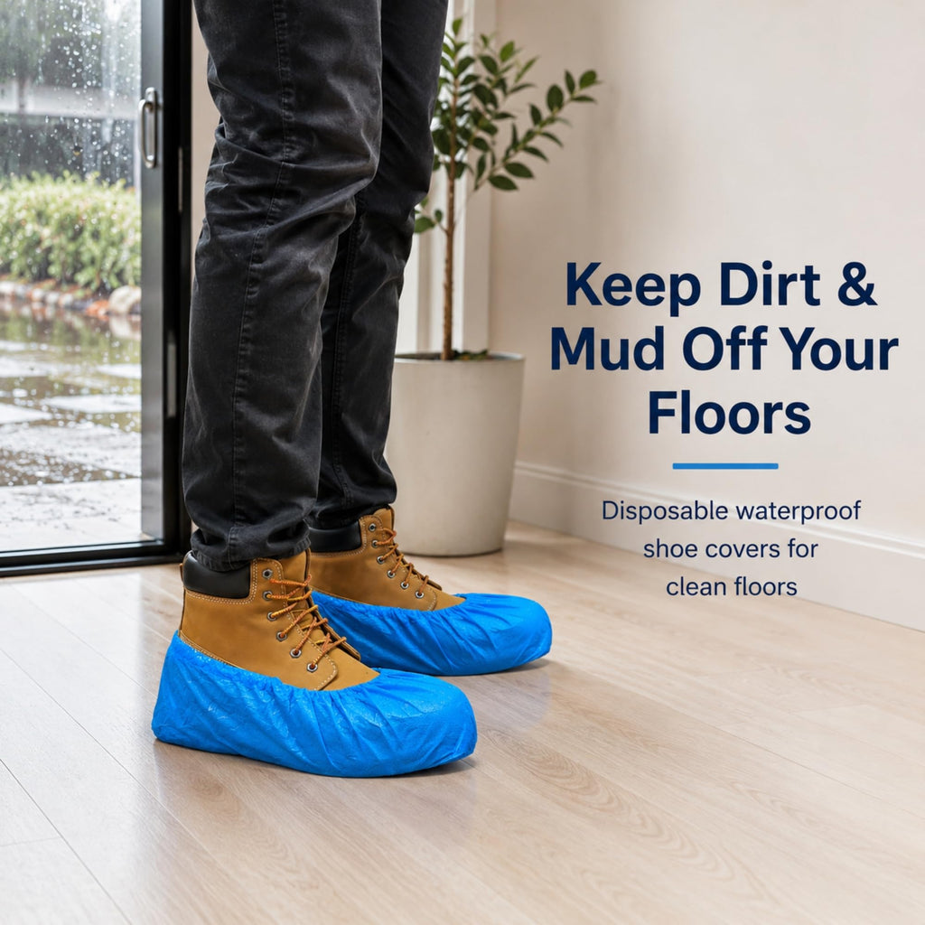 Blue Waterproof Disposable XL Shoe Covers D884742