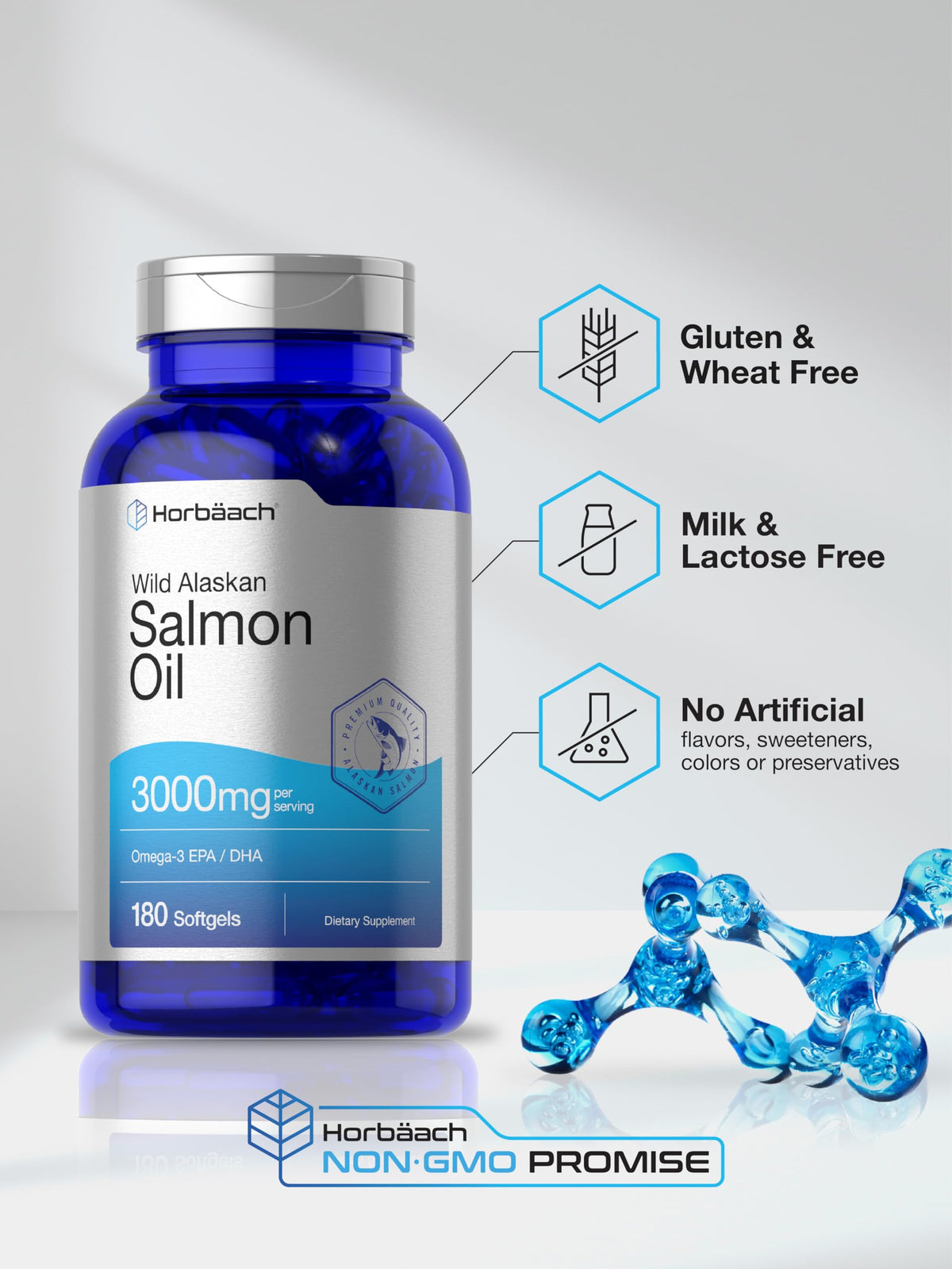 Wild Alaskan Salmon Fish Oil 3000mg 180 Softgel Capsules Z22876