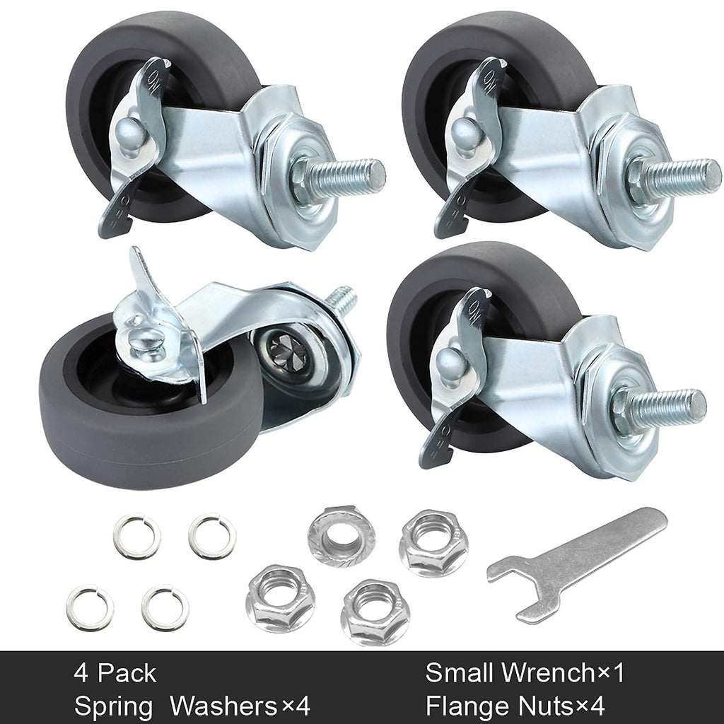 3" Locking Swivel Threaded Stem Casters Set of 4 F2203
