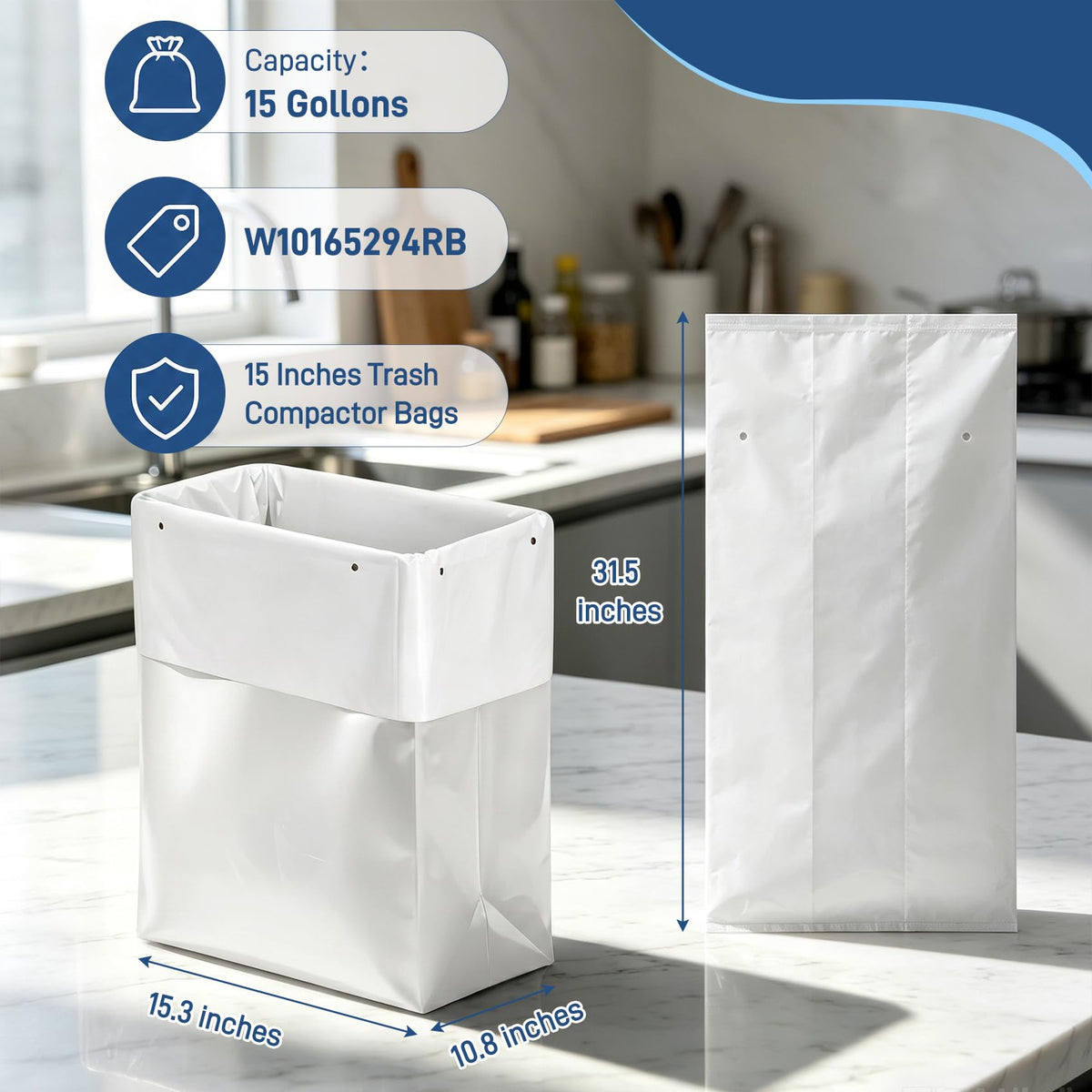 60-pack Trash Compactor Bags with Pre-punched Holes W3431