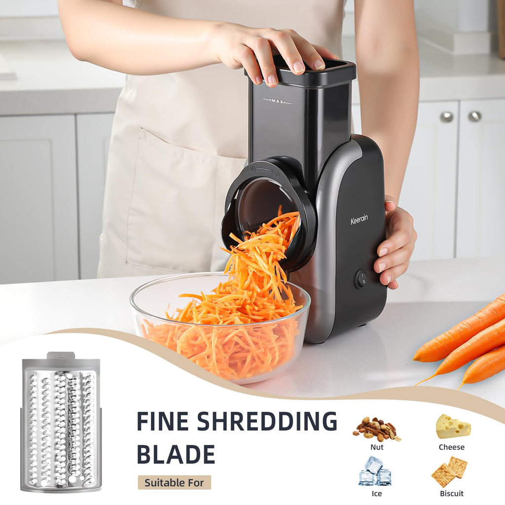 Electric Vegetable Slicer and Cheese Grater with 4 Stainless Steel Blades O499501