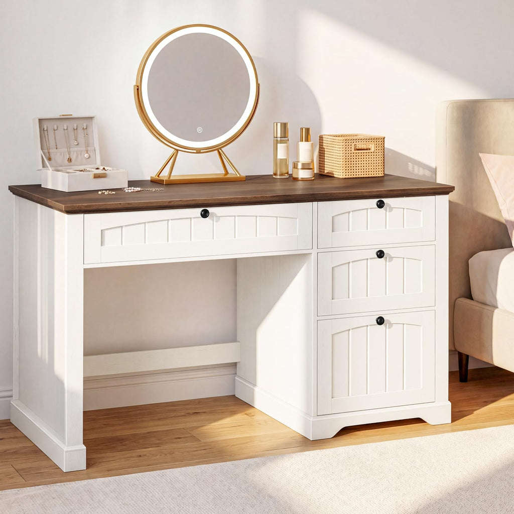 47" White Executive Desk with 4 Drawers L5398