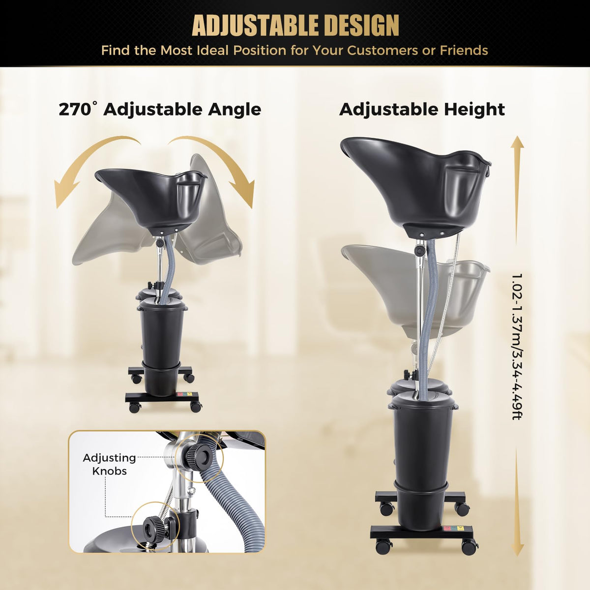 Portable Shampoo Basin with 2 Buckets, Height Adjustable R936