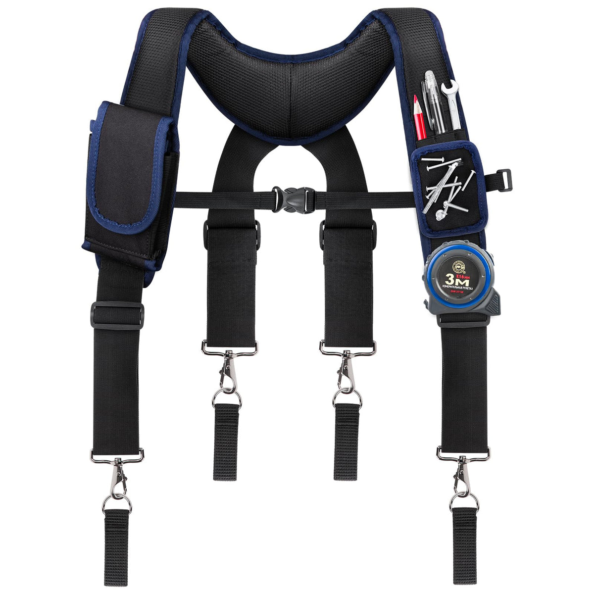 Adjustable Tool Belt with Magnetic Wristband and Pouch Pocket S6743