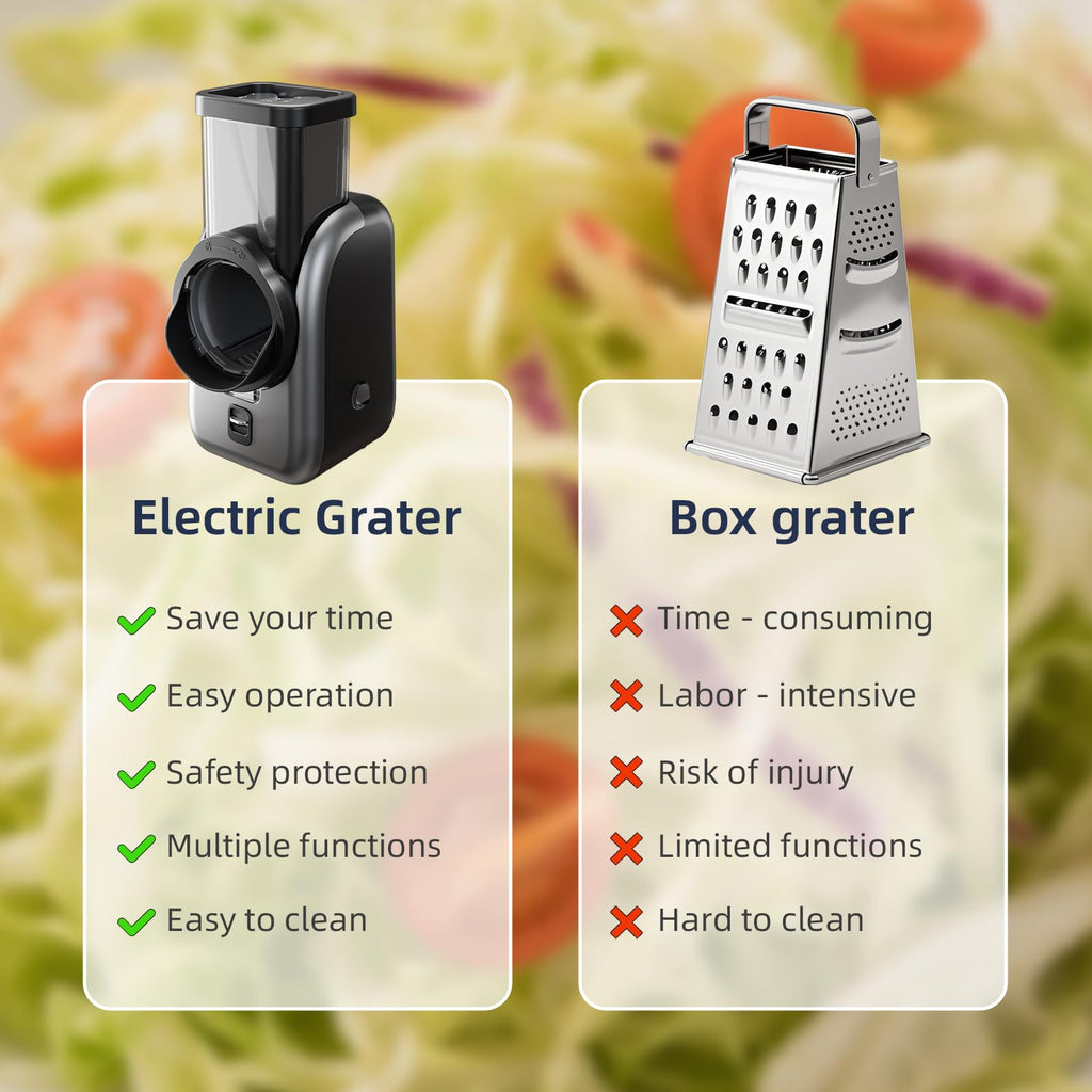 Electric Vegetable Slicer and Cheese Grater with 4 Stainless Steel Blades O499501