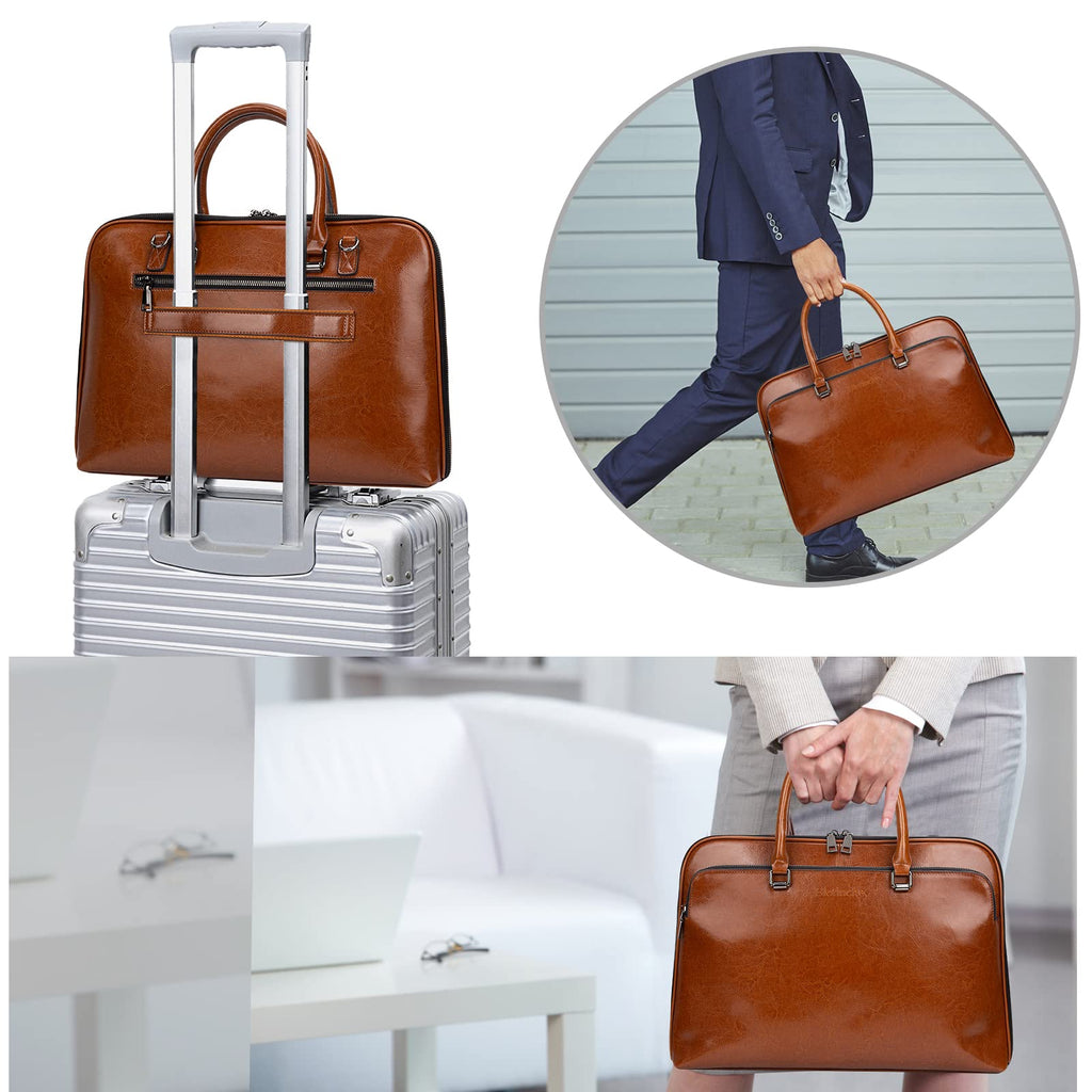Genuine Leather Laptop Messenger Bag 13.3 15.6 inch V9439