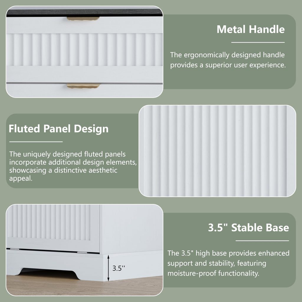 White Double Tilt Out Trash Can Cabinet J121