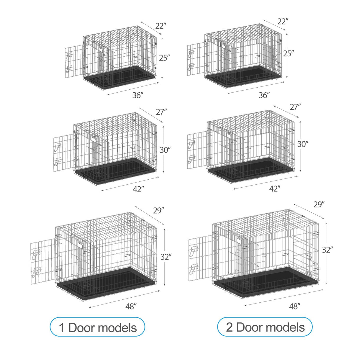 36” Large Heavy-Duty Foldable Dog Crate with Divider Panel B11163