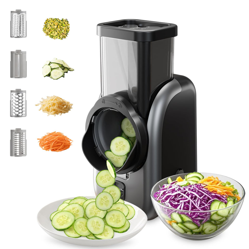 Electric Vegetable Slicer and Cheese Grater with 4 Stainless Steel Blades O499501