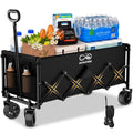 34" Extra Long Foldable Wagon with All-Terrain Wheels, 260 LBS Capacity Black Y40473