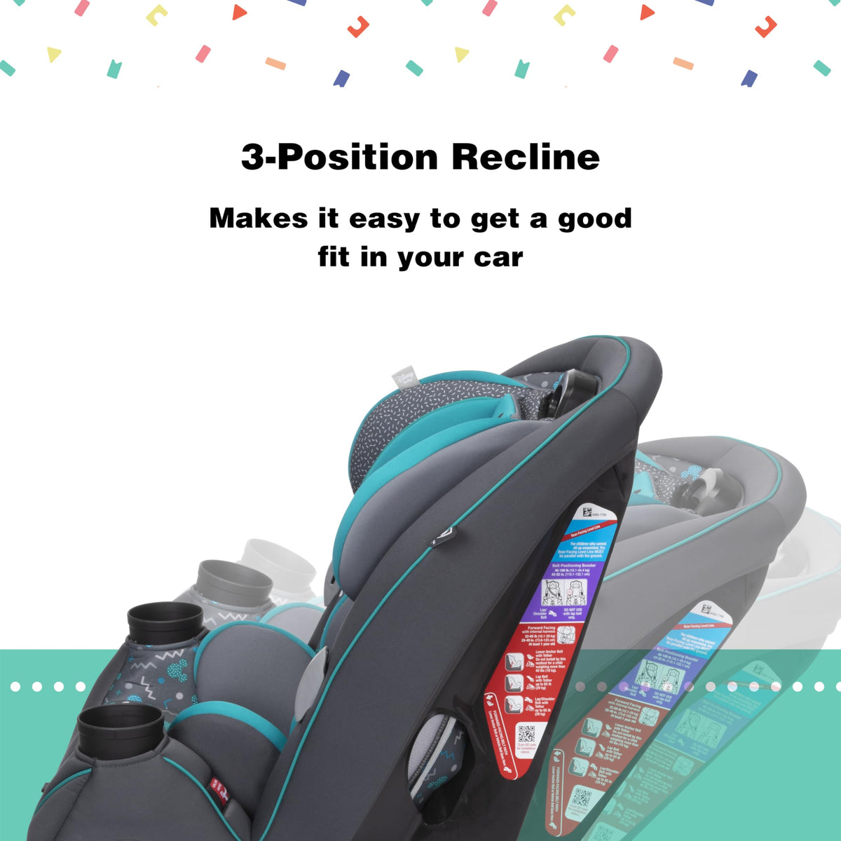 Convertible Car Seat, Rear Facing 5-40 pounds, Forward Facing 30-65 pounds, Booster 40-100 lbs N55077