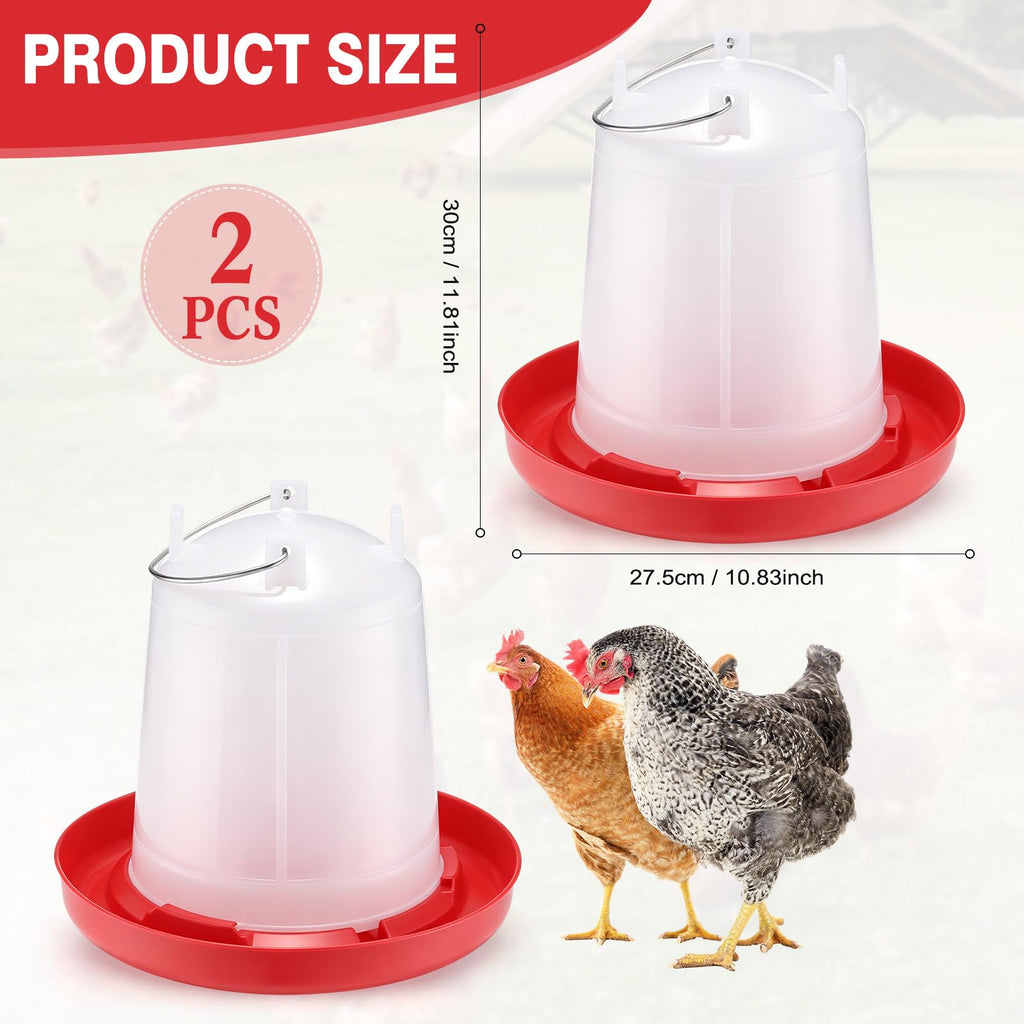 2 Pcs 2 Gallon Plastic Chicken Waterer F725