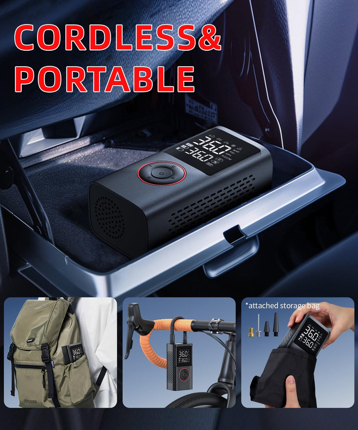 150 PSI Portable Air Compressor Tire Inflator with Pressure Gauge U85686