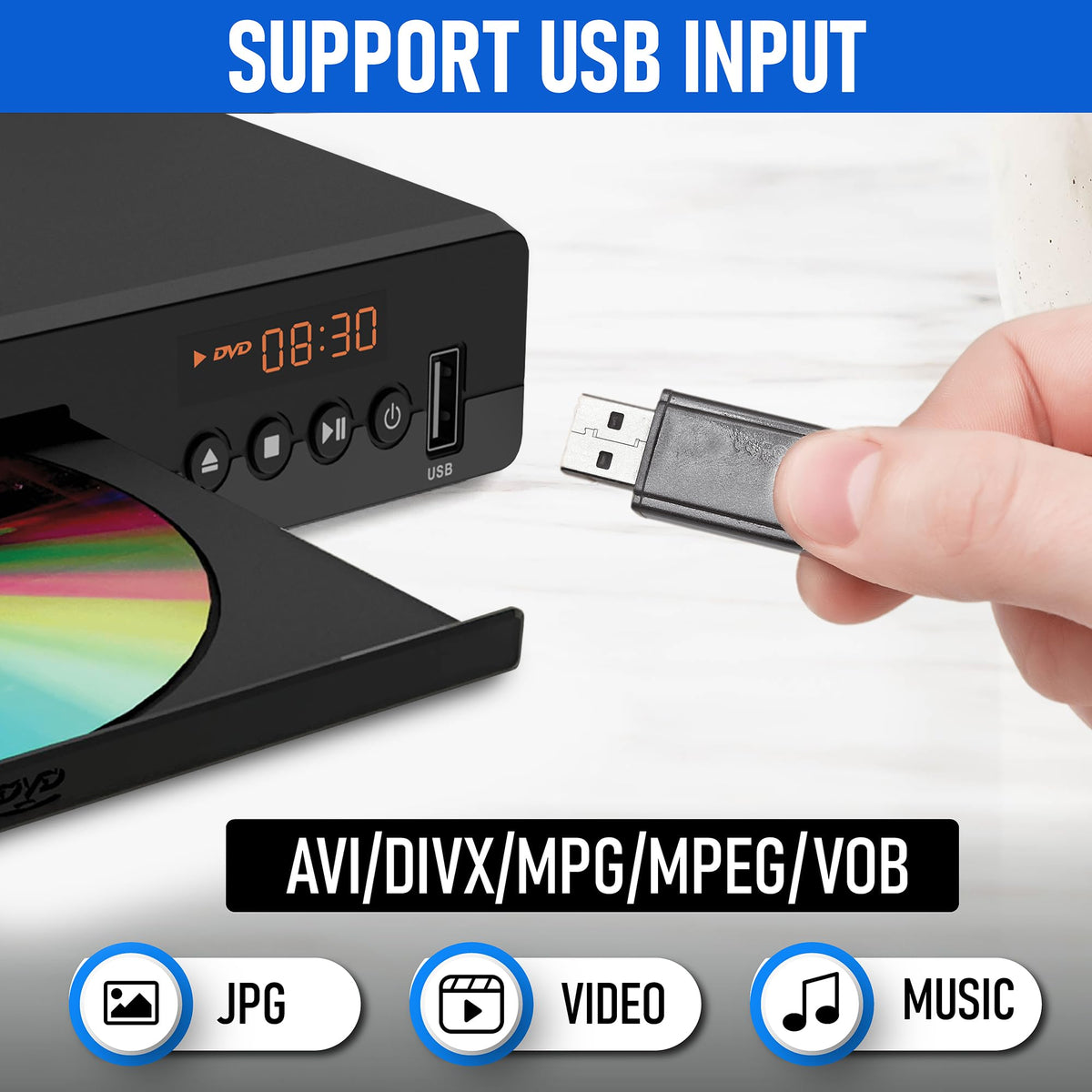 DVD Player with HDMI Port 1080P All Region USB Input Remote Control C478