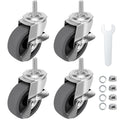 3" Locking Swivel Threaded Stem Casters Set of 4 F2203
