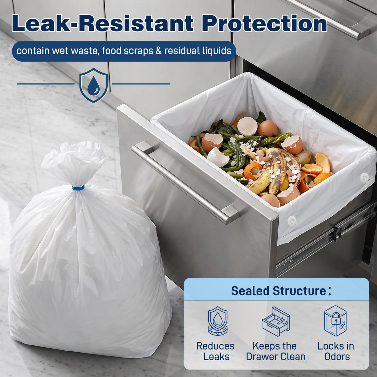 60-pack Trash Compactor Bags with Pre-punched Holes W3431