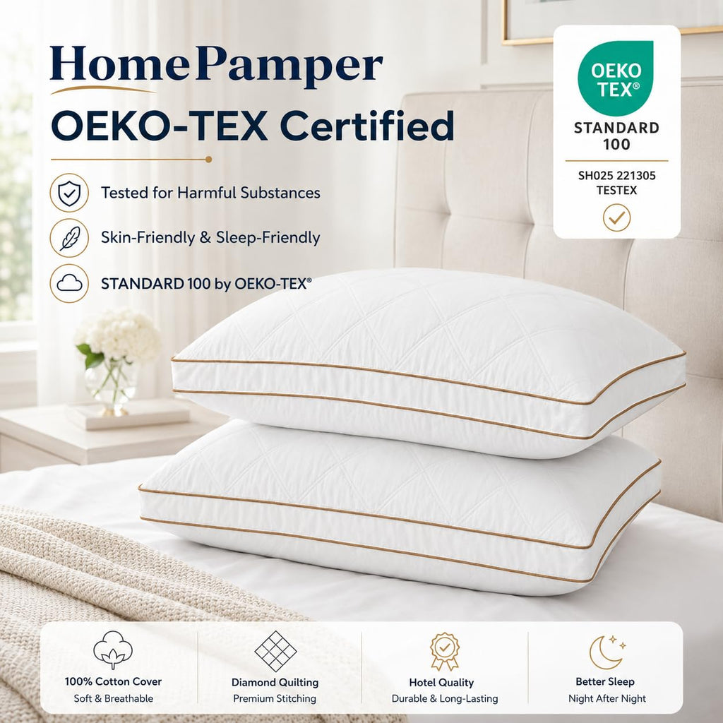 King Size Set of 2 White Cotton Bed Pillows L561