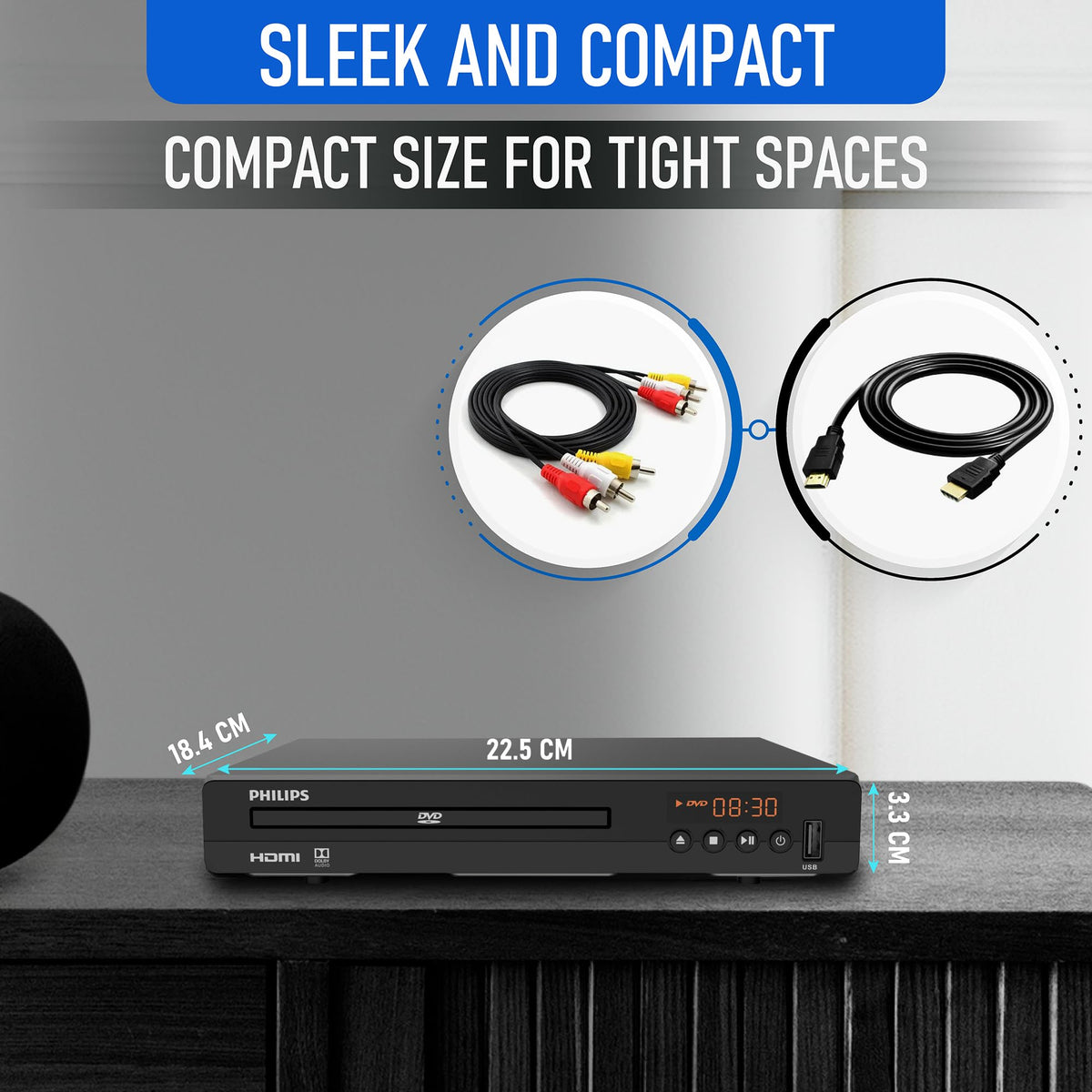 DVD Player with HDMI Port 1080P All Region USB Input Remote Control C478