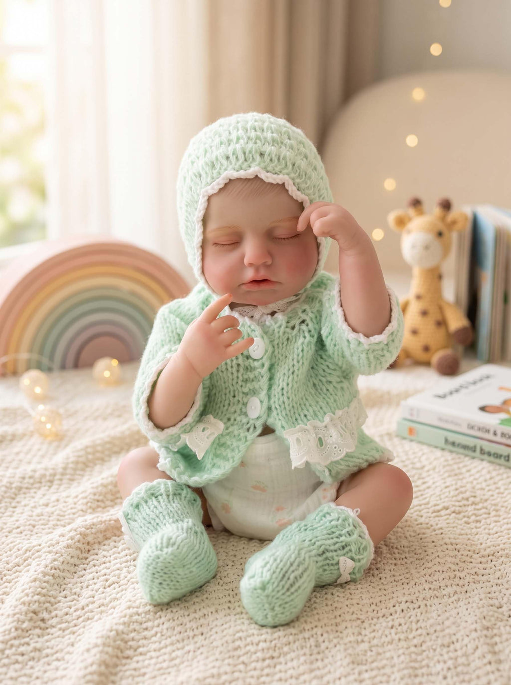 20-Inch Sleeping Reborn Baby Doll with Knitted Hat C5304