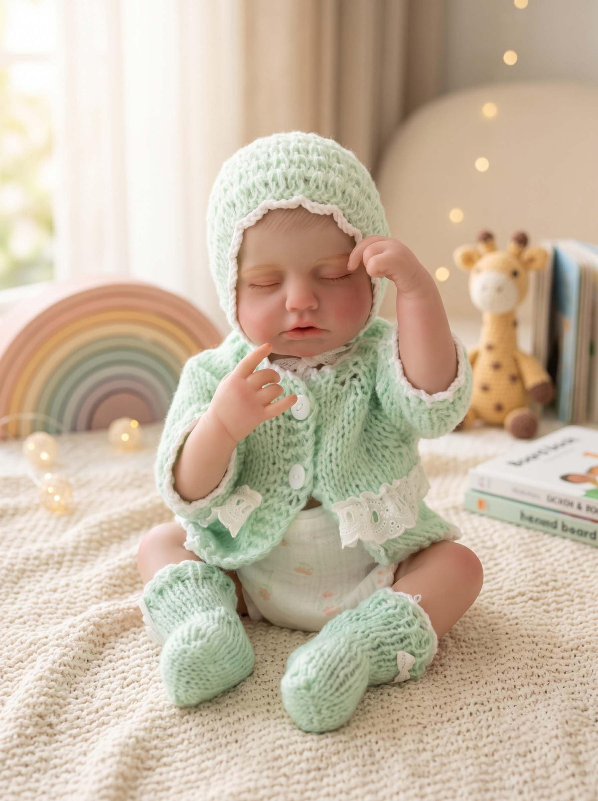 20-Inch Sleeping Reborn Baby Doll with Knitted Hat C5304