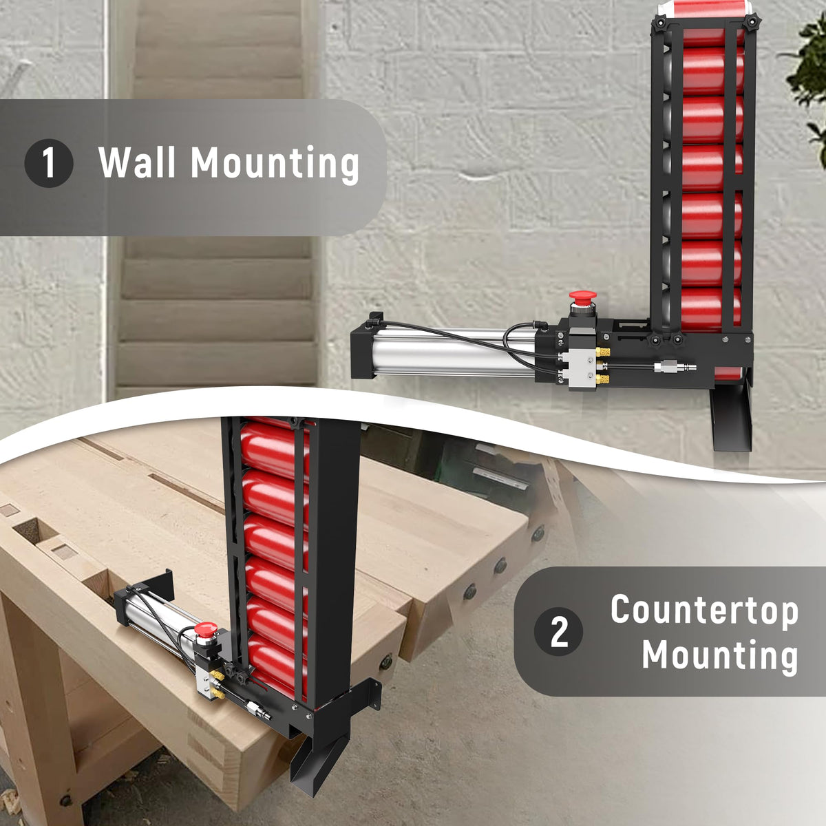 Pneumatic Can Crusher with Hopper, Wall Mounted 12oz-16oz L7625