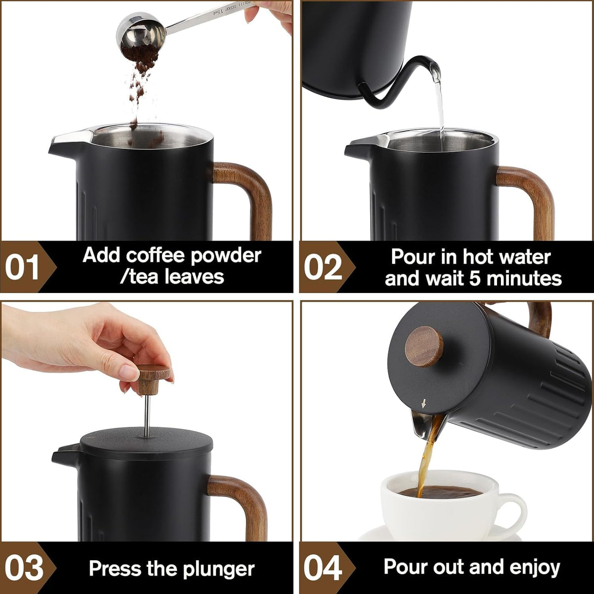 34oz Stainless Steel French Press Coffee Maker Z80102