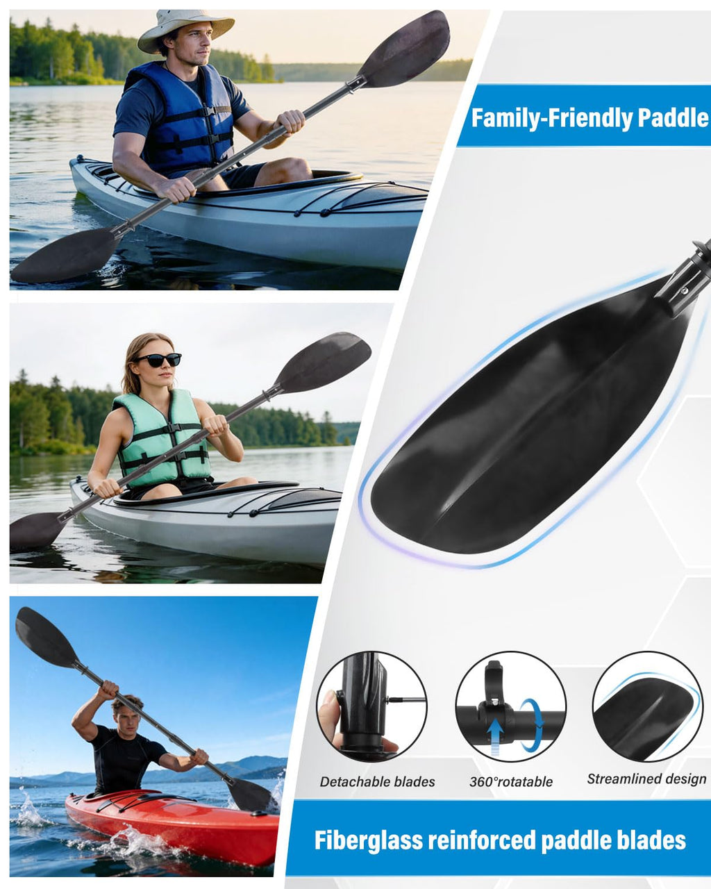 Adjustable Telescopic Kayak Paddle with Storage Bag Y780