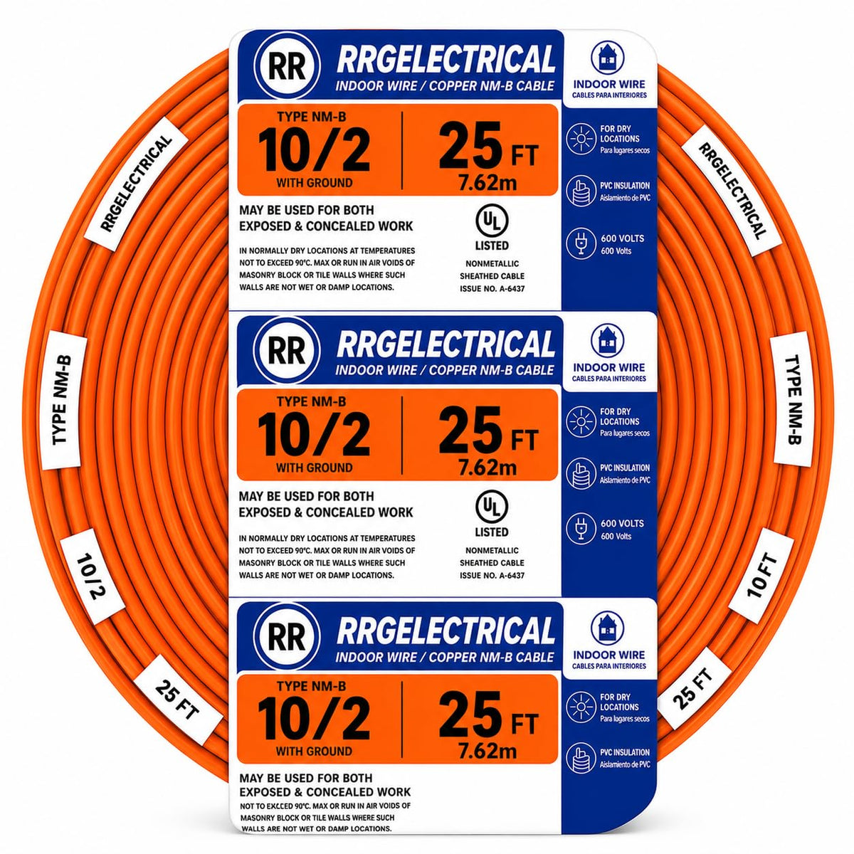 10/2 NM-B Copper Indoor Electrical Wire 600V 100 FT E99252