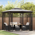 9.8'x9.8'x8.7' Anthracite Gazebo with Nets and Steel Frame V61086