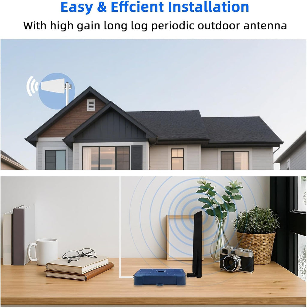 Cell Phone Signal Booster for Home Up to 7,000 sq ft Band 5/12/13/17 Light Blue Y752761