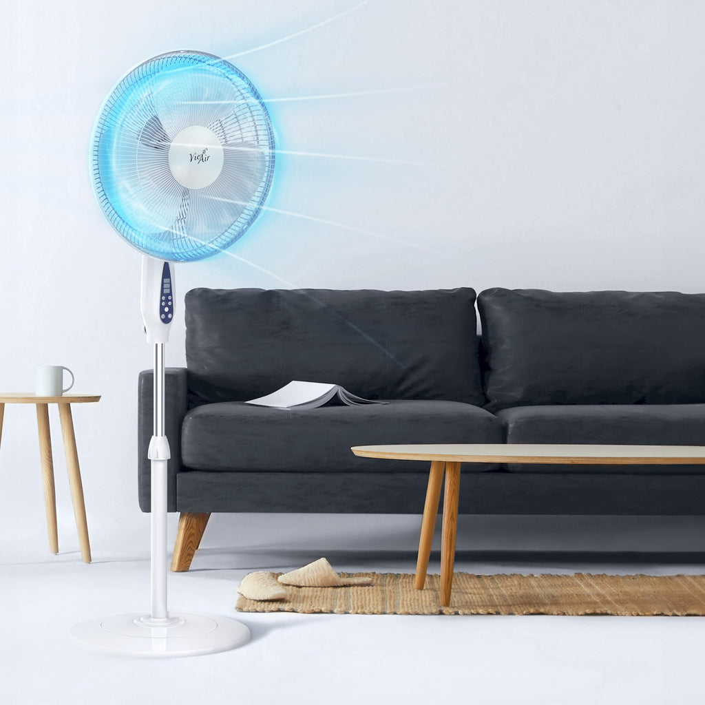 16 Inch 3 Speed Oscillating Stand Fan with Timer and Remote Control Q10485