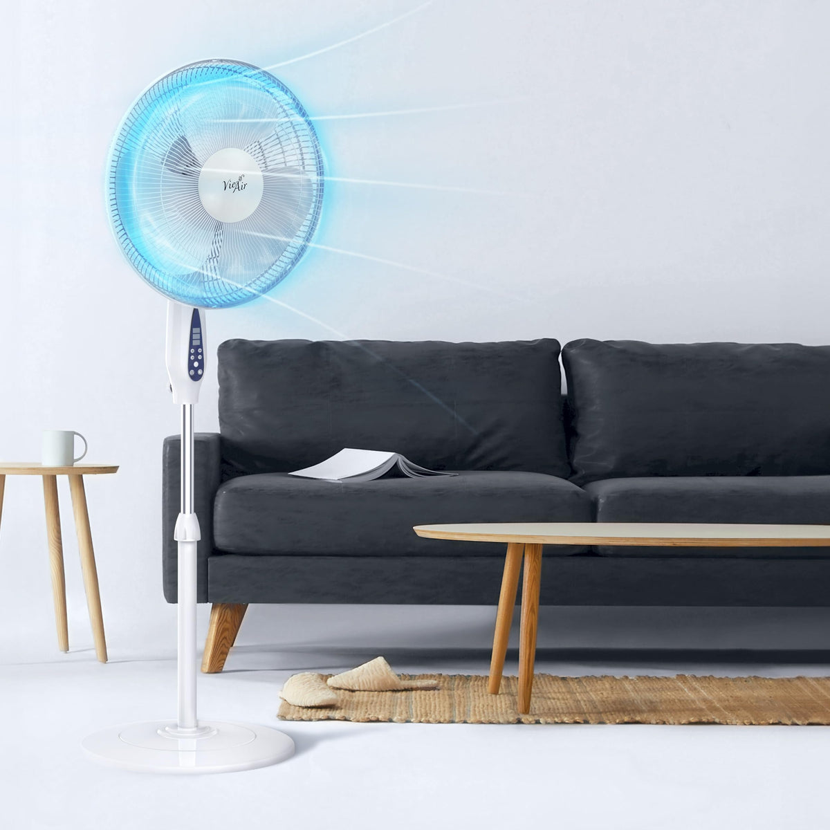 16 Inch 3 Speed Oscillating Stand Fan with Timer and Remote Control Q10485
