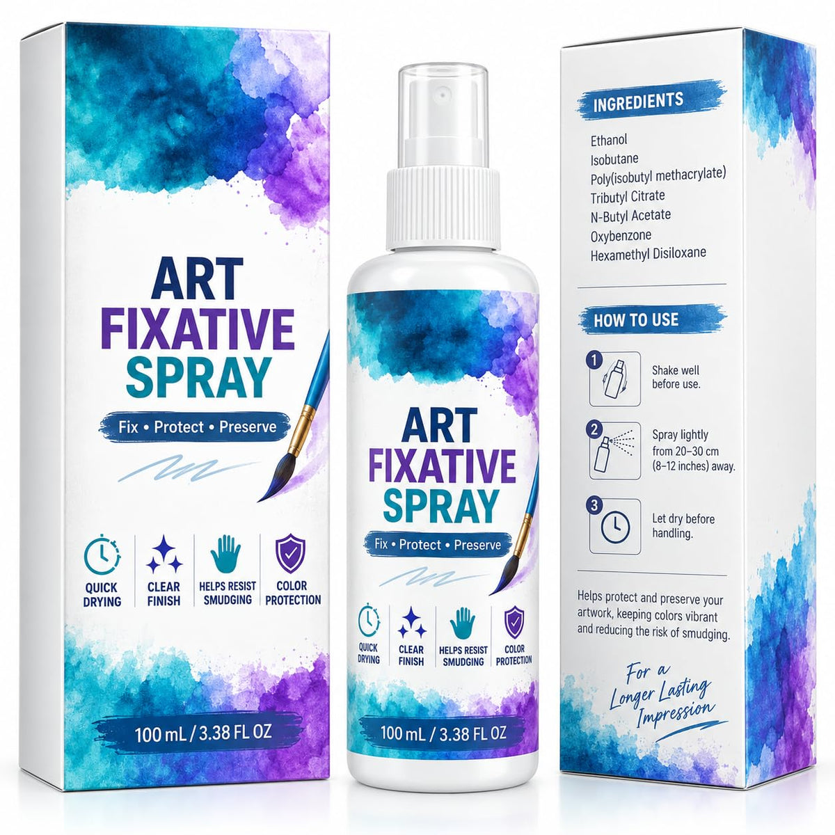 Art Fixative Spray for Pencil & Mixed Media, 4 Pack H880