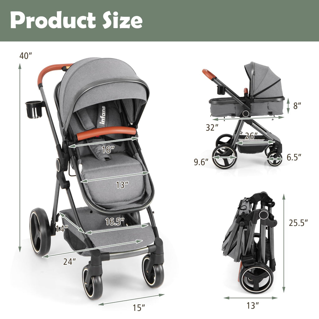 2 in 1 Convertible Baby Stroller with Reversible Seat Y22521