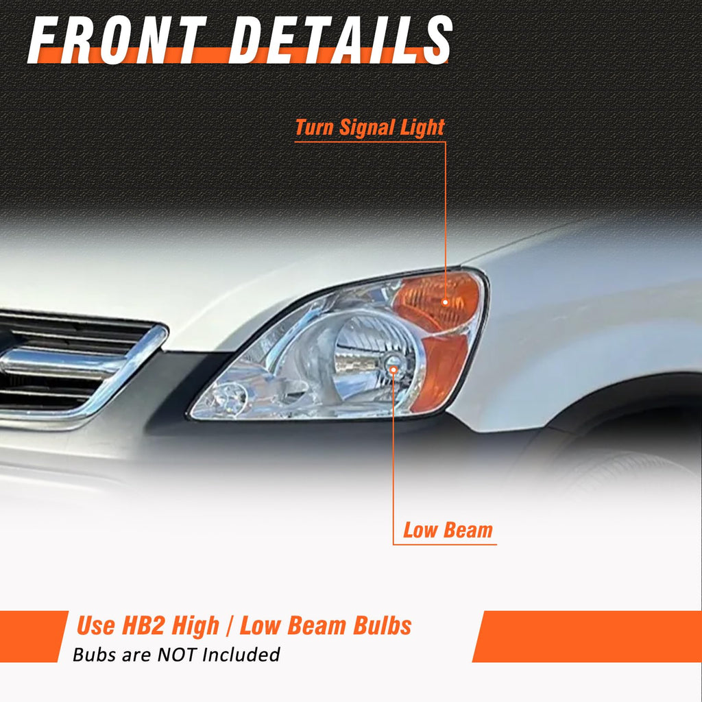2002-2004 Honda Crv Chrome Headlights Assembly Pair F208