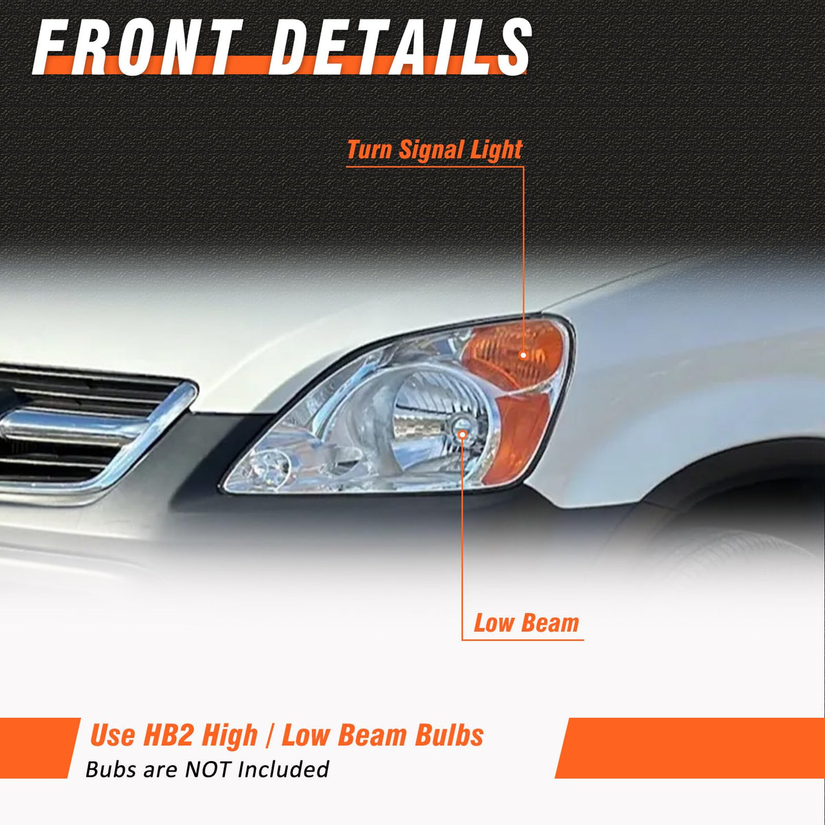 2002-2004 Honda Crv Chrome Headlights Assembly Pair F208