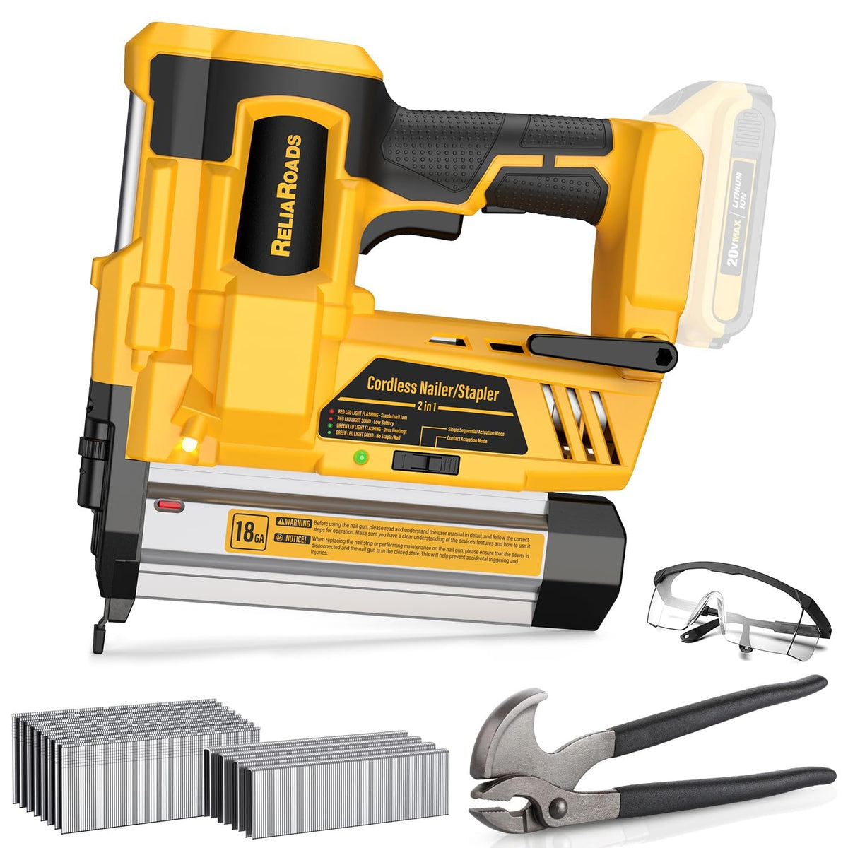 2-in-1 18GA Cordless Brad Nailer Stapler N9784