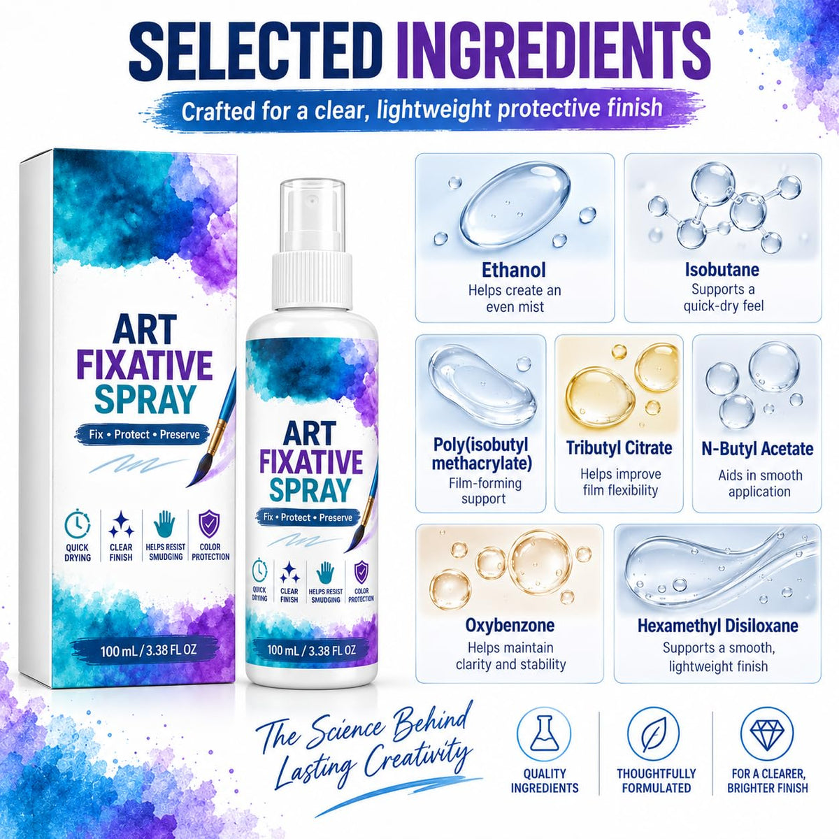 Art Fixative Spray for Pencil & Mixed Media, 4 Pack H880