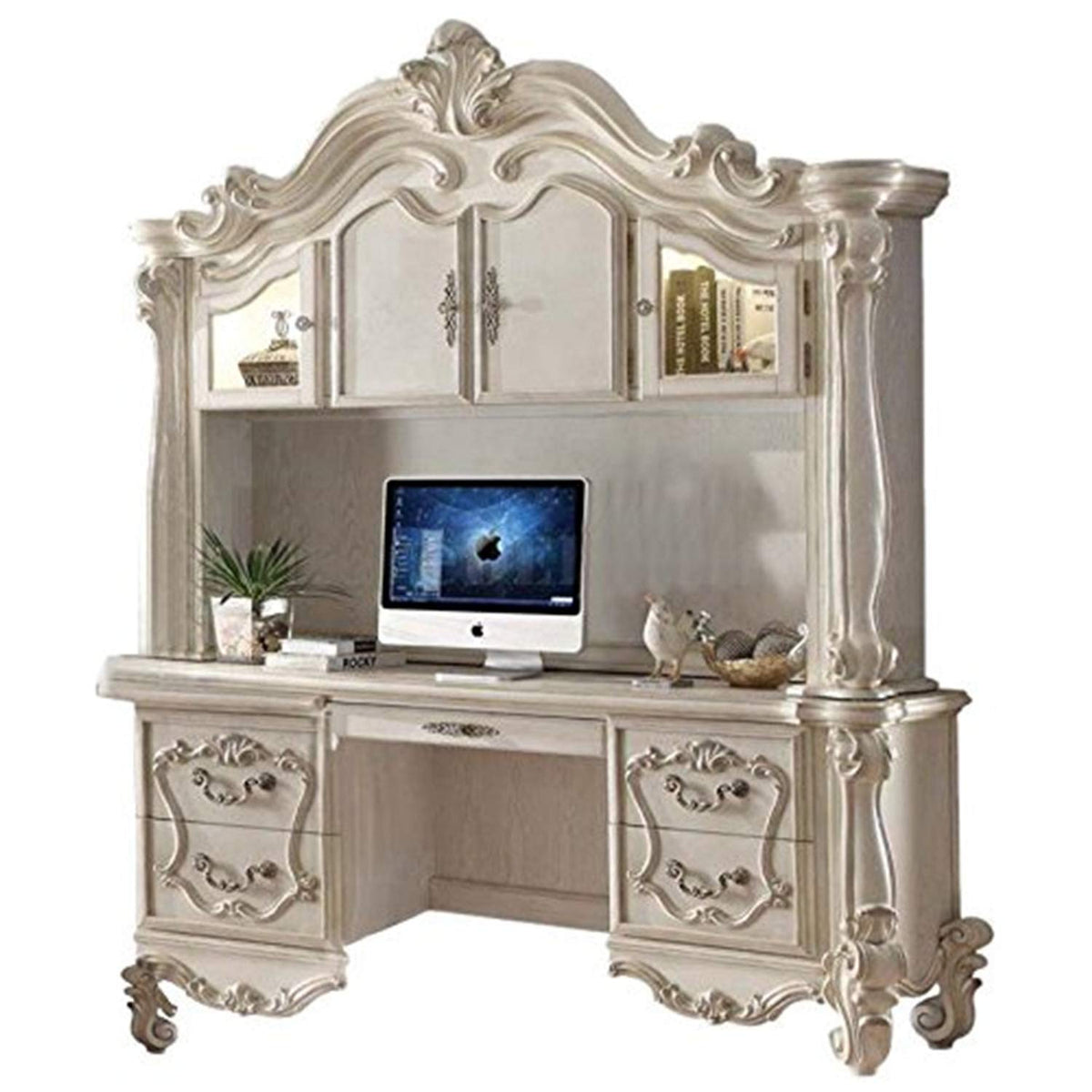 Bone White Desk with Hutch R86426
