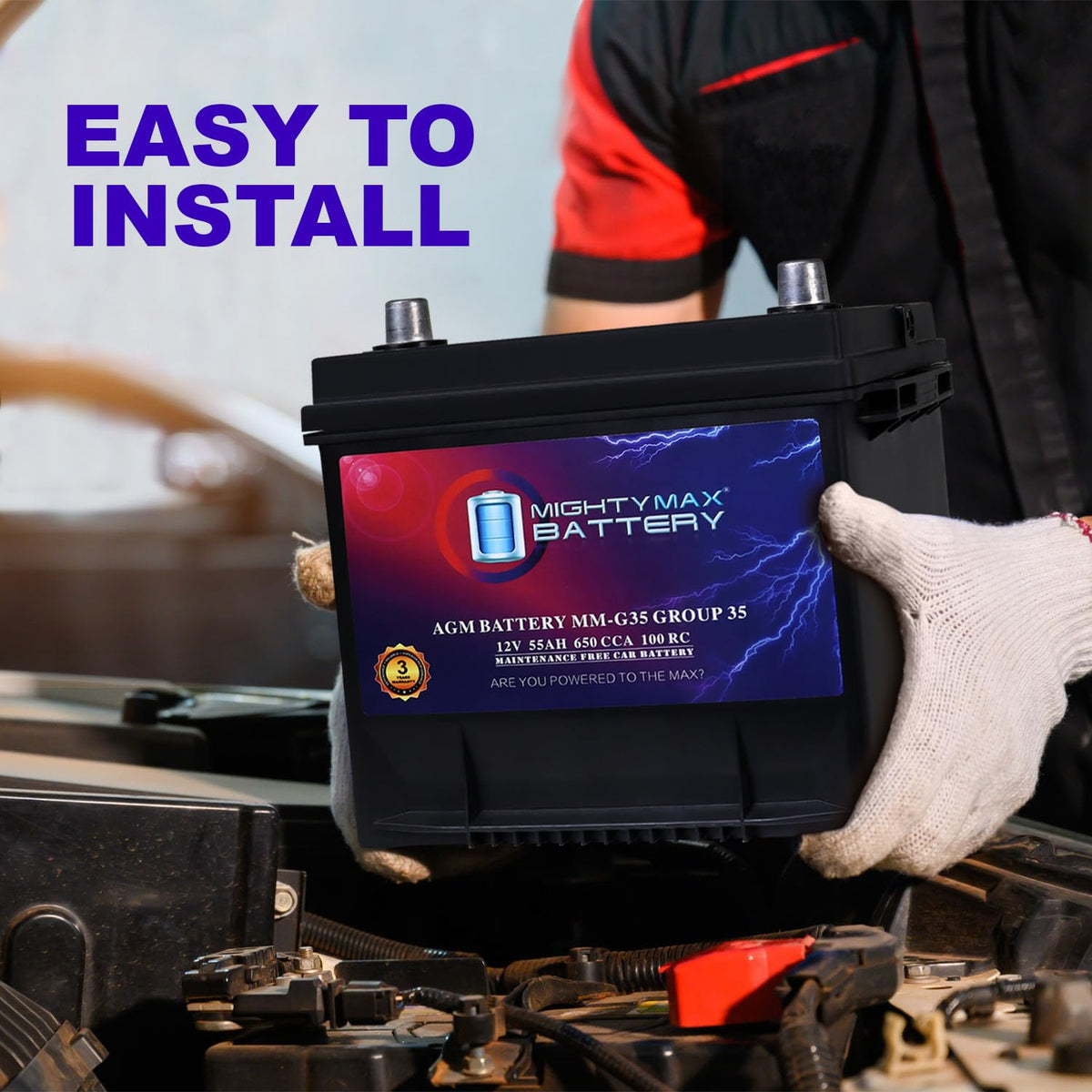 12V 55Ah AGM Replacement Battery V7834