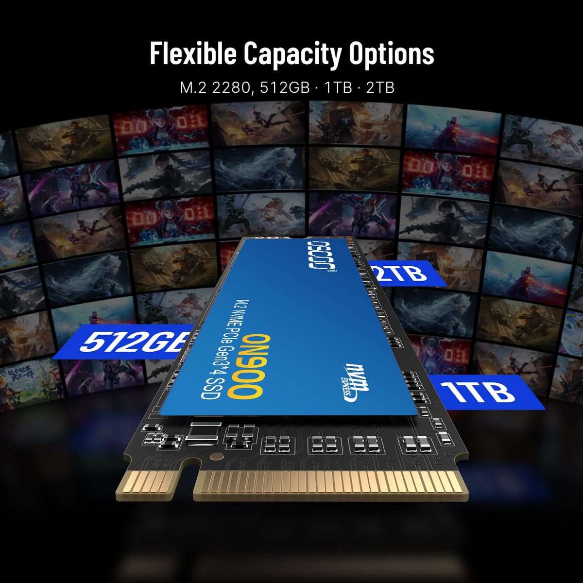 1TB PCIe Gen3.0x4 NVMe M.2 2280 SSD H512