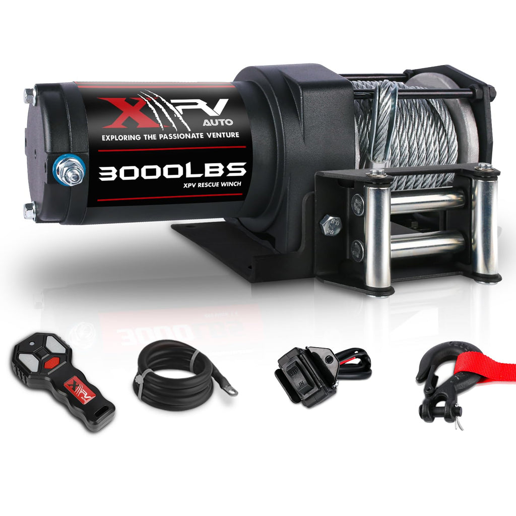 3000 lb 12V DC Electric Winch with Wireless Remote and Corded Control Y556
