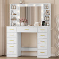 White Makeup Vanity with Mirror and Lights B5227