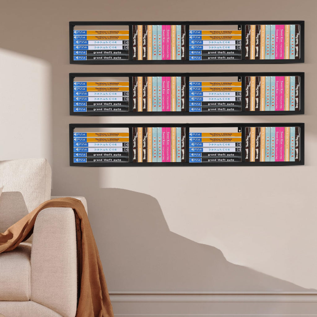 Black 3Pcs Wall Mount Media Storage Rack R527913