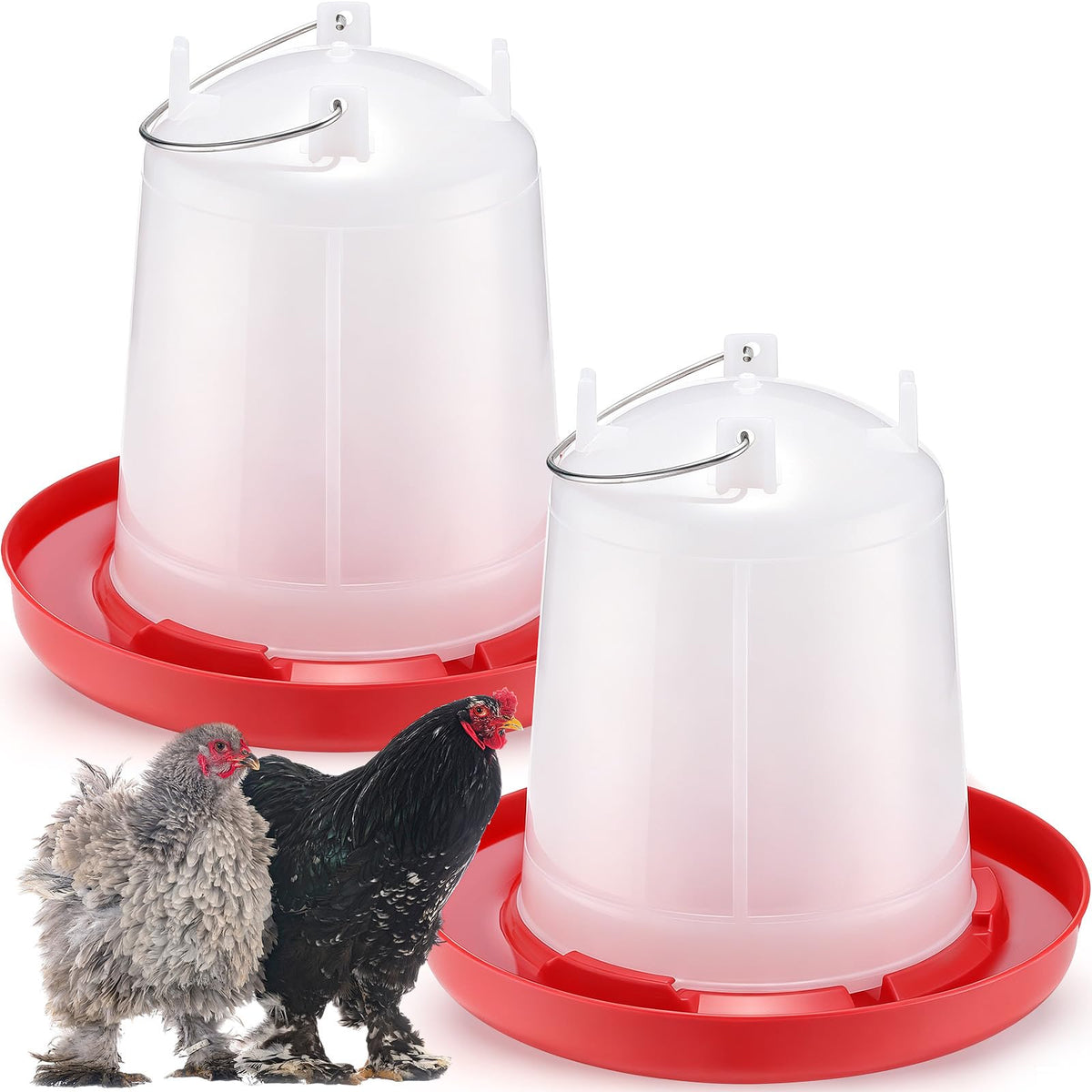 2 Pcs 2 Gallon Plastic Chicken Waterer F725