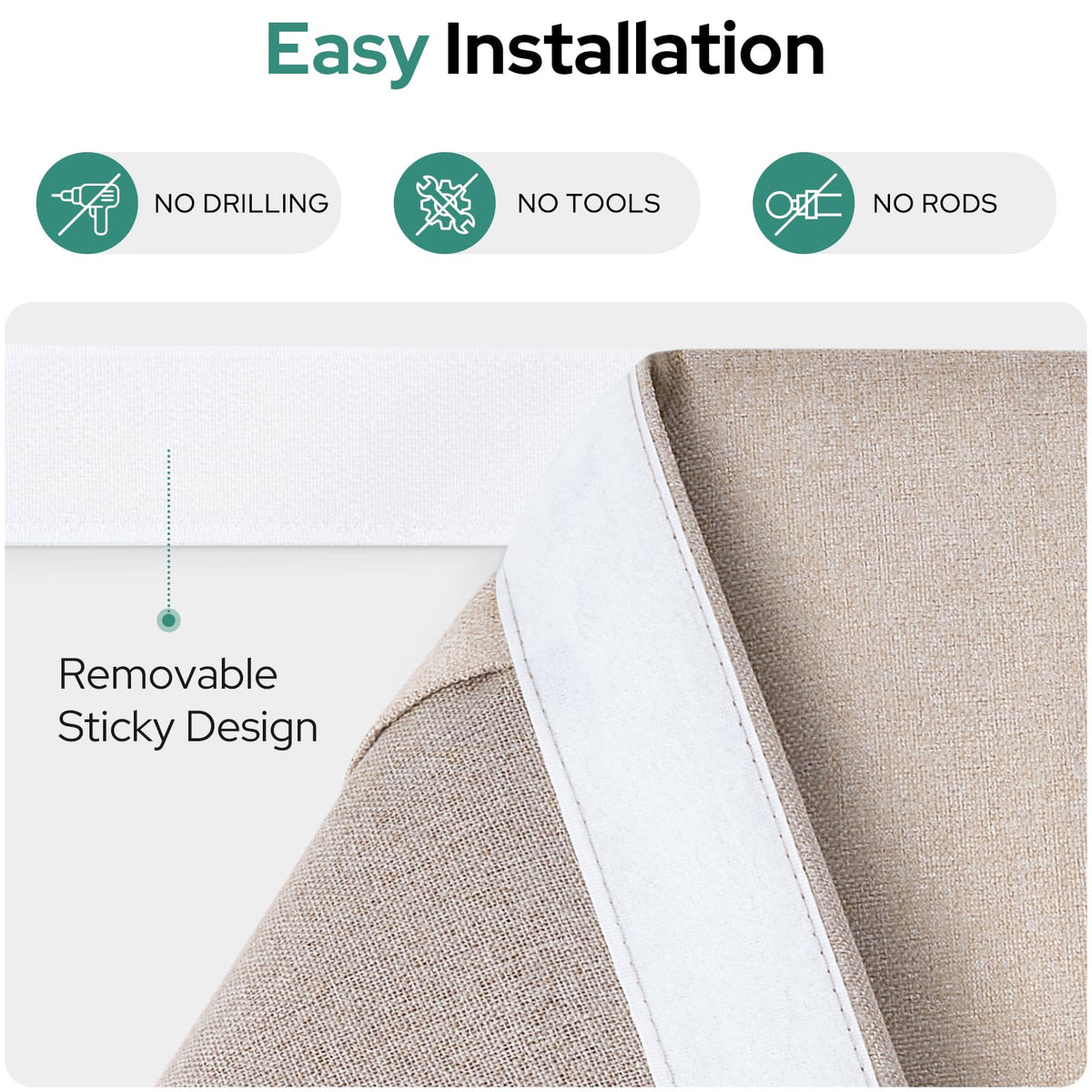 100% Blackout Linen Door Curtains 26x68 Inch E195